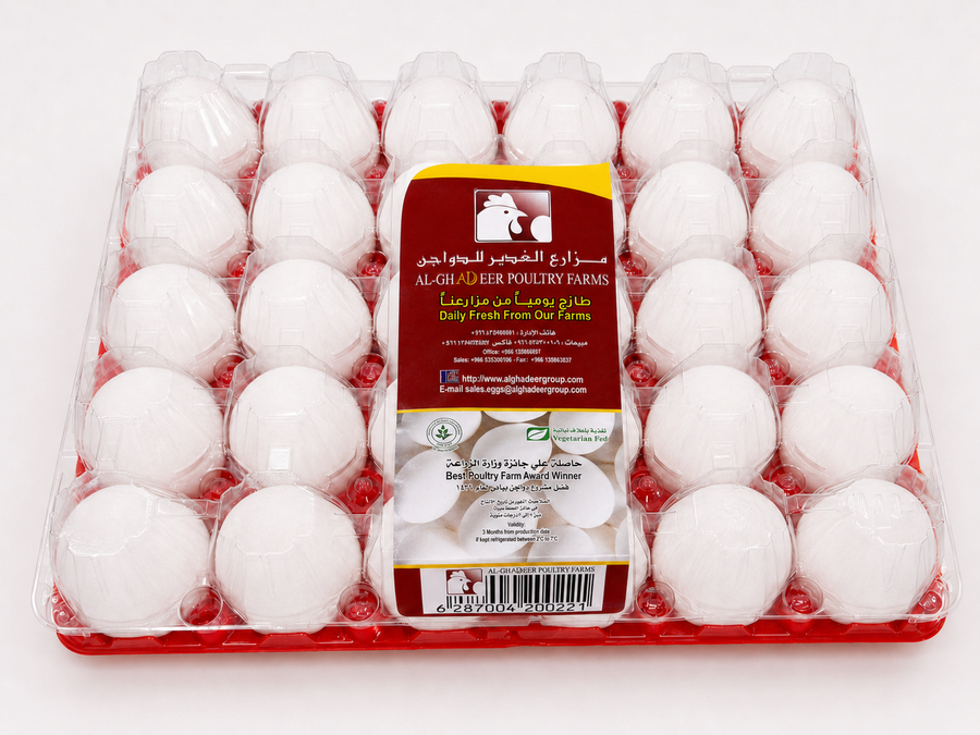 Fresh White Eggs — 30-Egg Plastic Tray